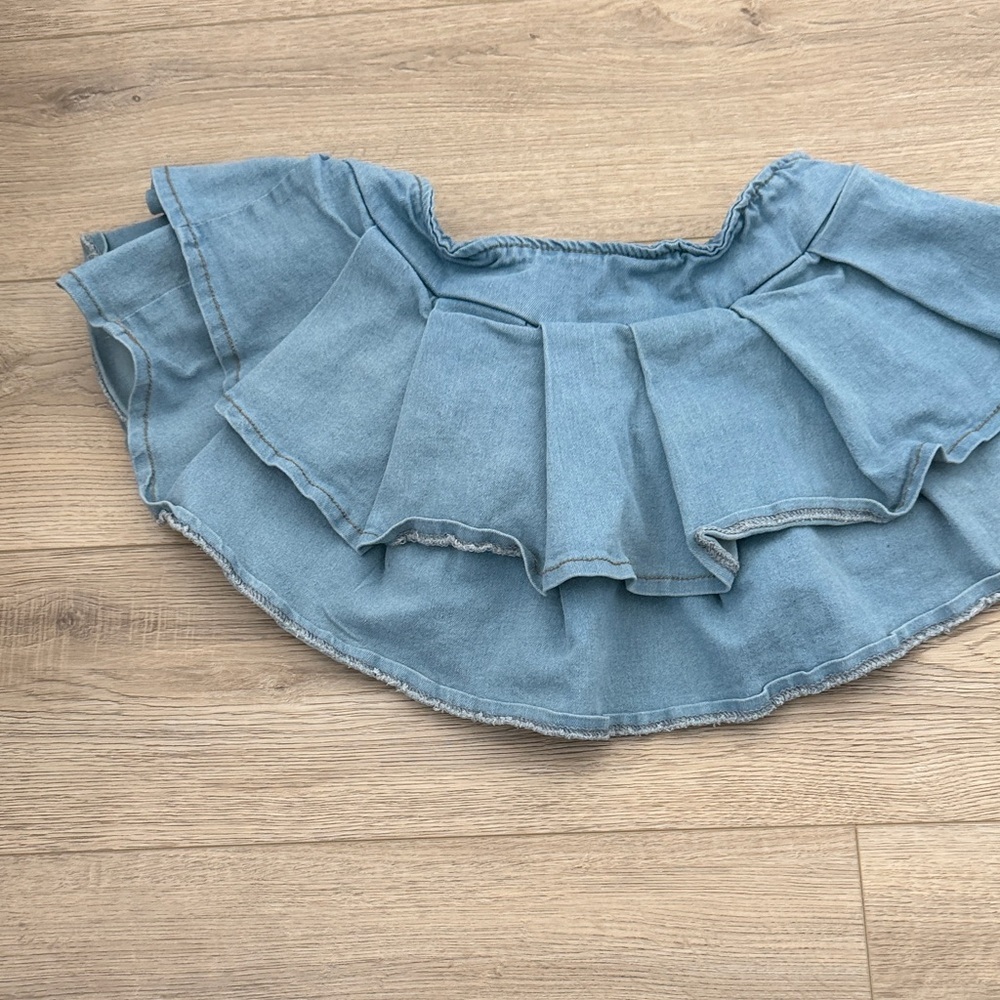 Denim Ruffle micro mini Skirt - Picture 6 of 7